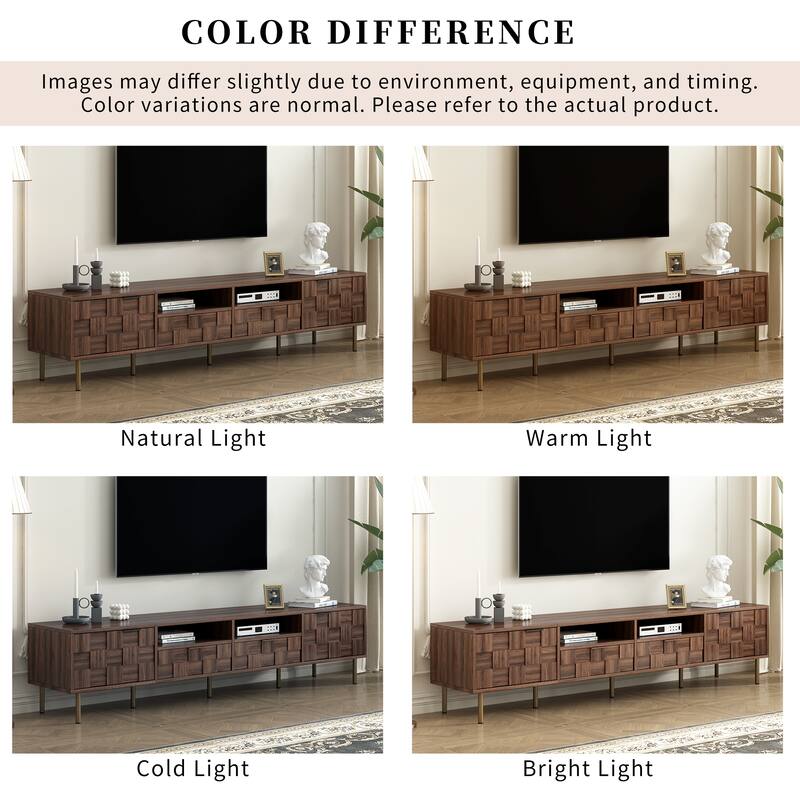 Mid Century TV Stand Antique TV Stand, for TVs up to 85" with 2 Drawers and Storage, for Living Room, Bedroom