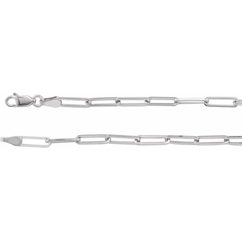 Curata 14k White Gold 1.95mm Paperclip Link Chain (Lobster)