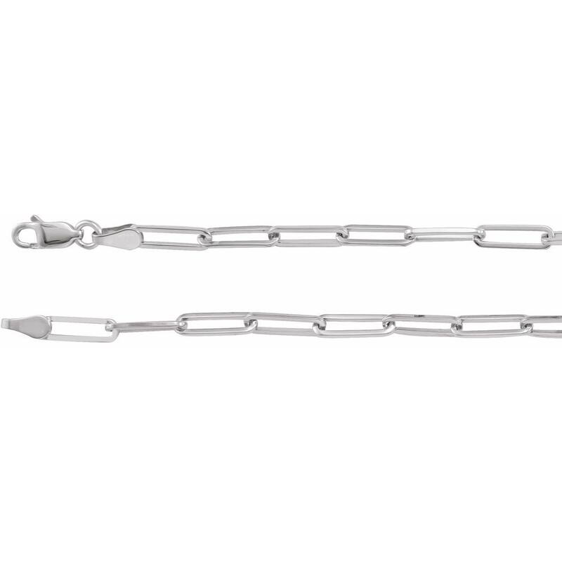 Curata 14k White Gold 7 Inch Polished Flat Cable Chain Bracelet With Lobster Clasp
