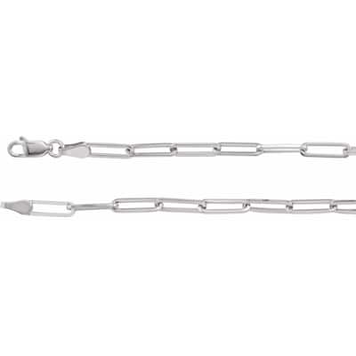 Curata 14k White Gold 7 Inch Polished Flat Cable Chain Bracelet With Lobster Clasp
