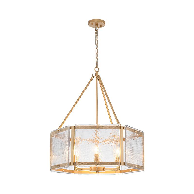 Black/Gold Glass Drum Chandeliers for Dining Room Living Room Entryway - W24.02"