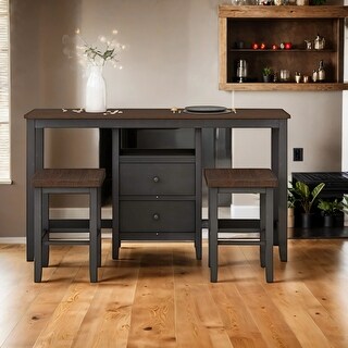 3-Piece Dining Table and 2 Stools Set with Storage - Bed Bath & Beyond ...