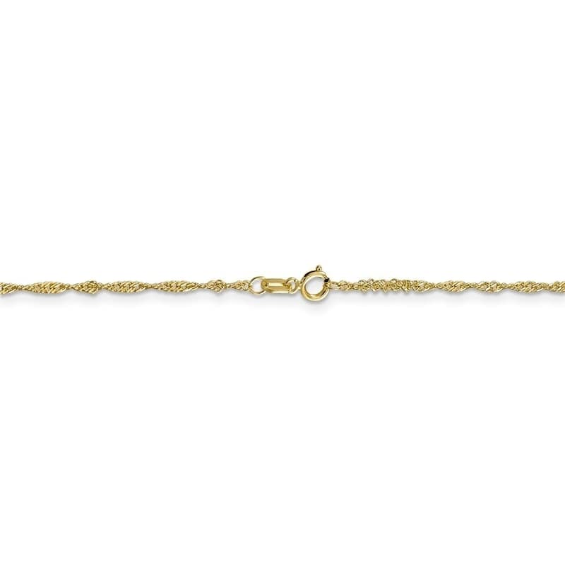 Curata Women's 10k Yellow Gold 1.4mm Singapore Chain Anklet - 10 Inch