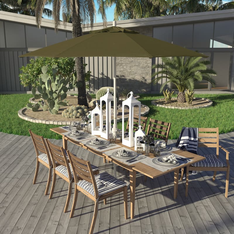California Umbrella 9' Rd Golden State Series Patio Umbrella White Aluminum Frame Crank Lift Collar Tilt Sunbrella