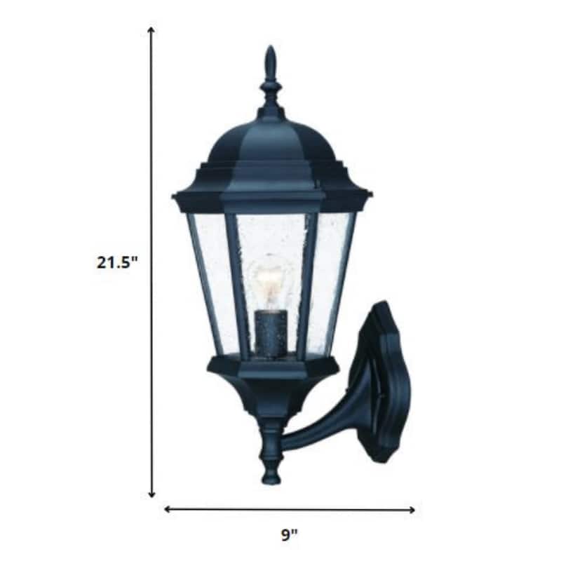 Matte Black Aluminum Seeded Swing Arm Glass Outdoor Wall Light Flush Mount - 10” x 9” x 21.5” (D x W x H)
