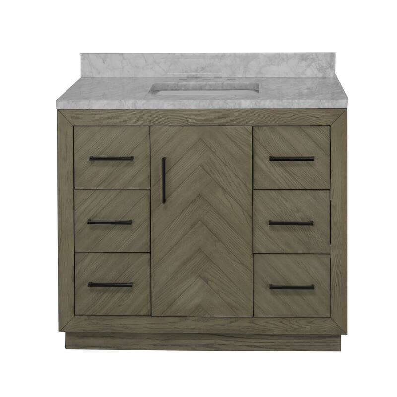 KitchenBathCollection Peyton 42" Bathroom Vanity with Carrara Marble Top