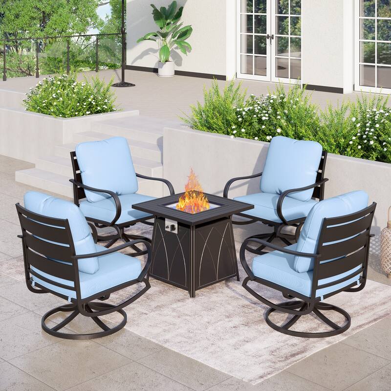MAISON ARTS Patio Conversation Set 5 Pieces with 28'' Gas Fire Pit Table