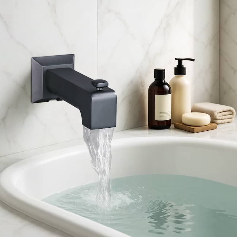 WOWOW Wall-Mounted Square Bathtub Spout with Diverter