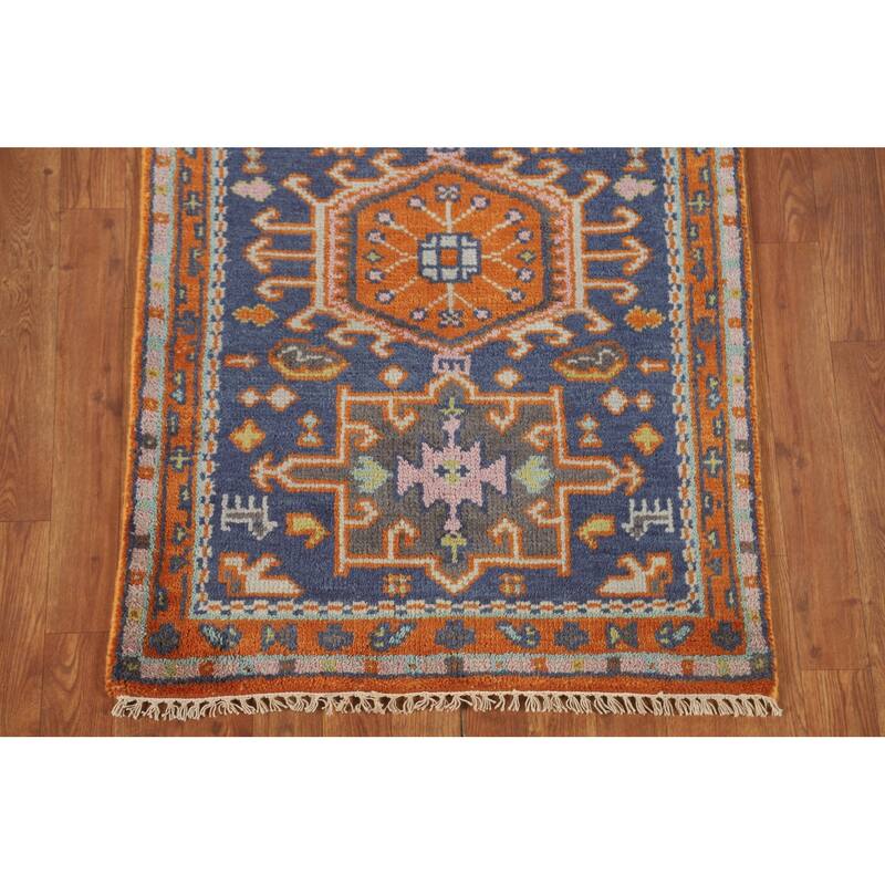 Blue Heriz Serapi Oriental Runner Rug Handmade Wool Carpet - 2'8" x 8'3"
