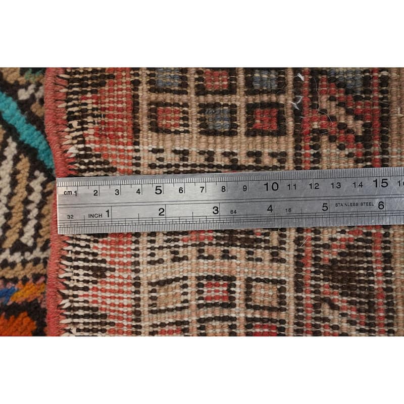 Hand Knotted Oriental 100% Wool Carpet Traditional Geometric Oranges & Rust Ardebil Runner Rug - 10' 2'' X 3' 4''