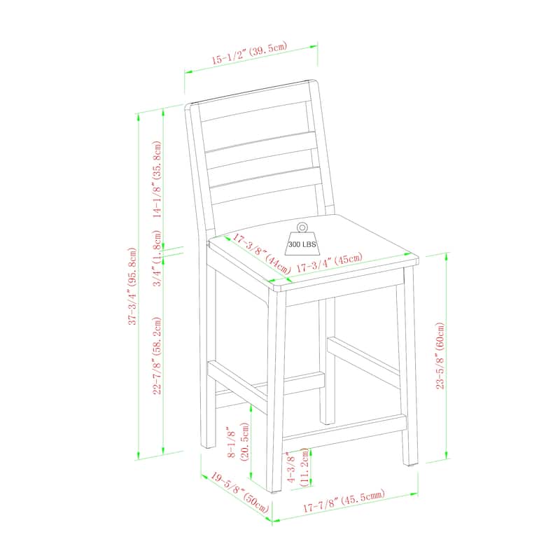Middlebrook Designs Solid Wood Ladder Back Counter Stool (Set of 2)
