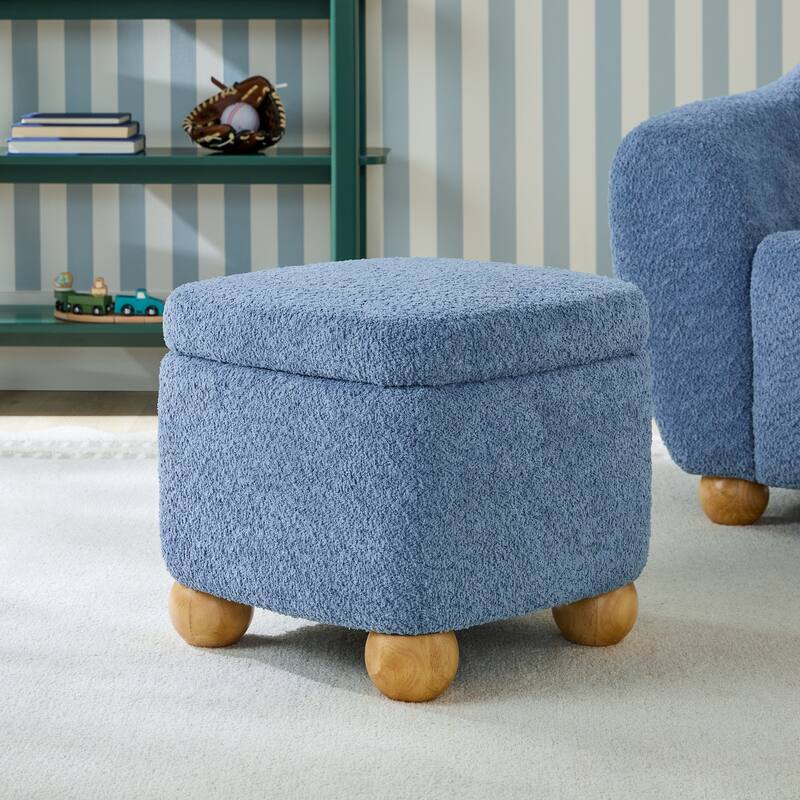 Walker Edison Contemporary Boucle Small Storage Ottoman
