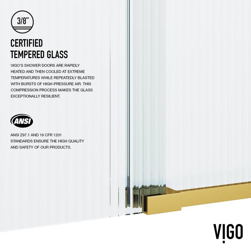 VIGO Elan 56" to 60" W x 74" H Frameless Sliding Shower Door