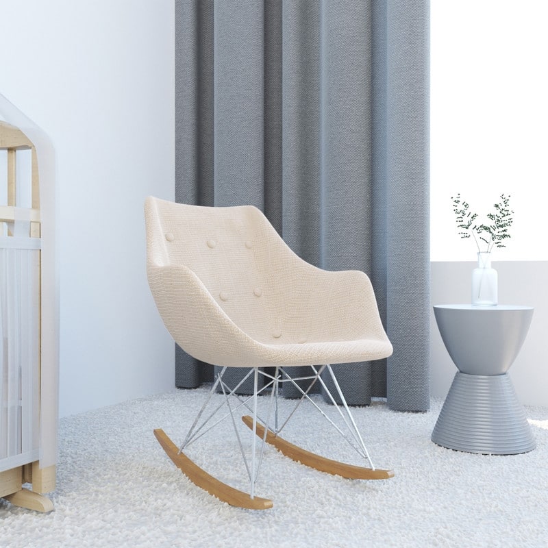 Willo Polyester Upholstered Rocking Nursing Chair - Modern Accent Armchair for Home Living Room Bedroom Indoor & Outdoor - Beige