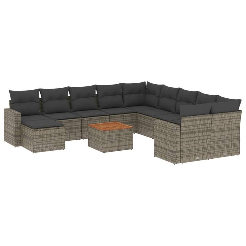 vidaXL Patio Sofa Set with Cushions Outdoor Furniture 12 Piece Poly Rattan - 21.7 x 21.7 x 14.6