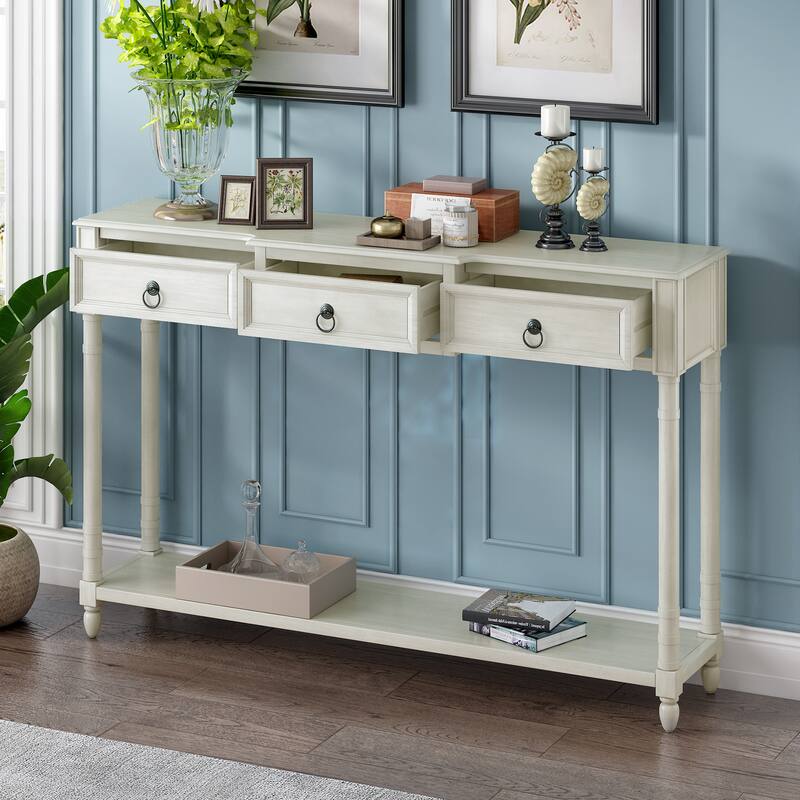 Console Table Sofa Table with Drawers for Entryway with Drawers and Shelf