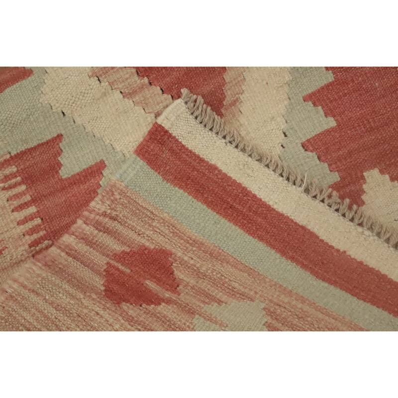 Hand Woven Oriental 100% Wool Carpet Southwestern Tribal Oranges & Rust Kilim Runner Rug - 8' 1'' X 2' 1''
