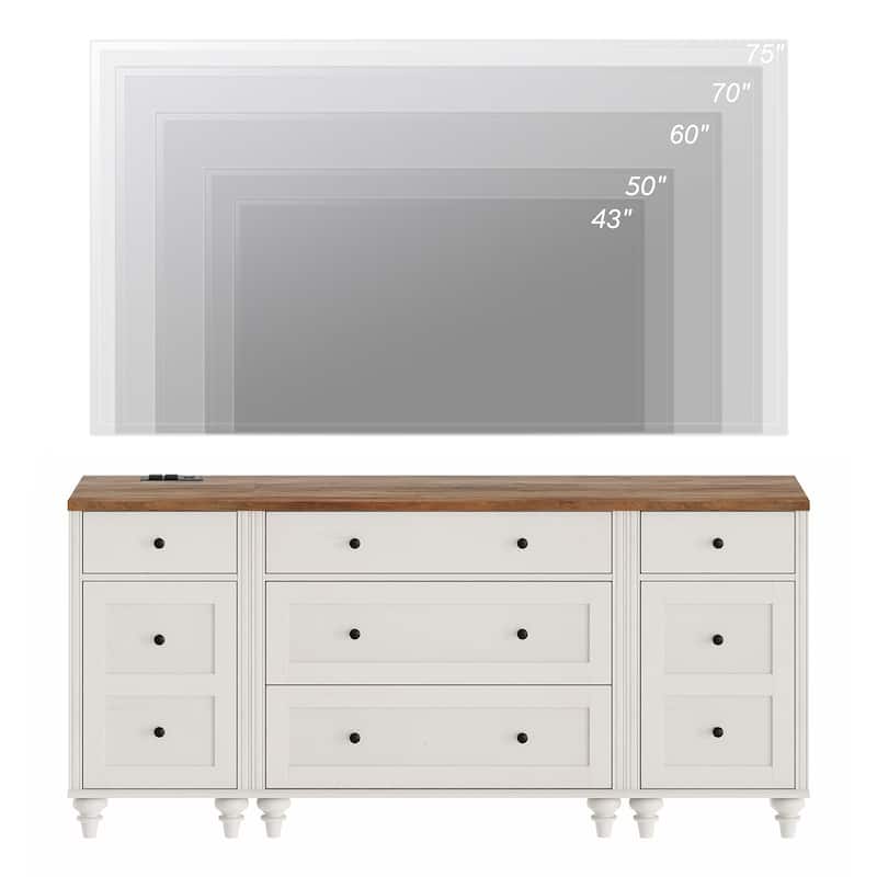 3-in-1 Dresser for Bedroom with 5 Drawers, Mid Century Storage Cabinet