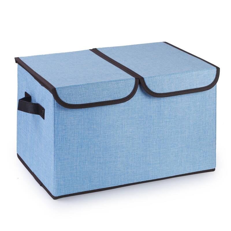 Enova Home Collapsible Storage Bins with Cover Set of 3 - Blue