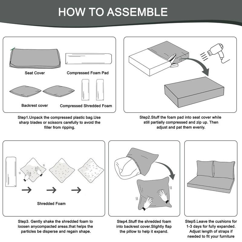 Outdoor Loveseat Cushion Set (Set of 1 Seats,48x24in, 2 Backs,24x18in )