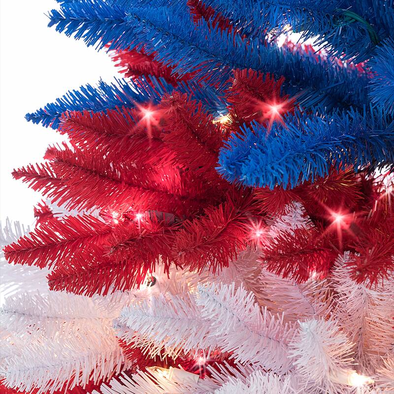 5 Foot Patriotic American Tree in Red and White and Blue - N/A