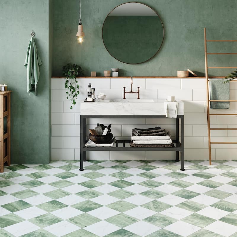 Merola Tile Marbilia Chess Jungle 17-3/8" x 17-3/8" Porcelain Floor and Wall Tile - Case (7 Tiles)