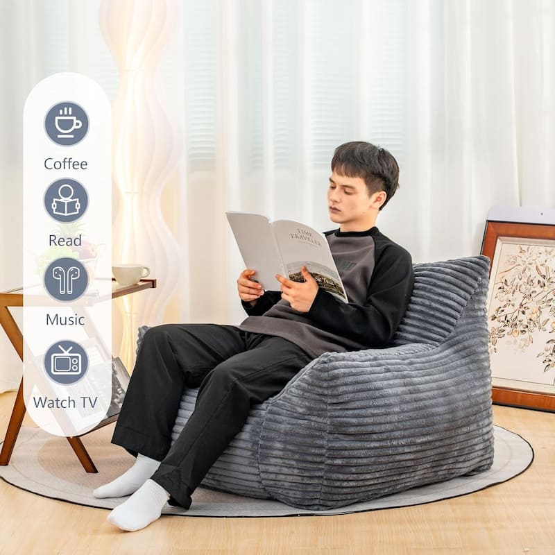 Bean Bag Chair for Adults with Armrests, Oversized Comfy Beanbag Lounge Lazy Floor Sofa Chair