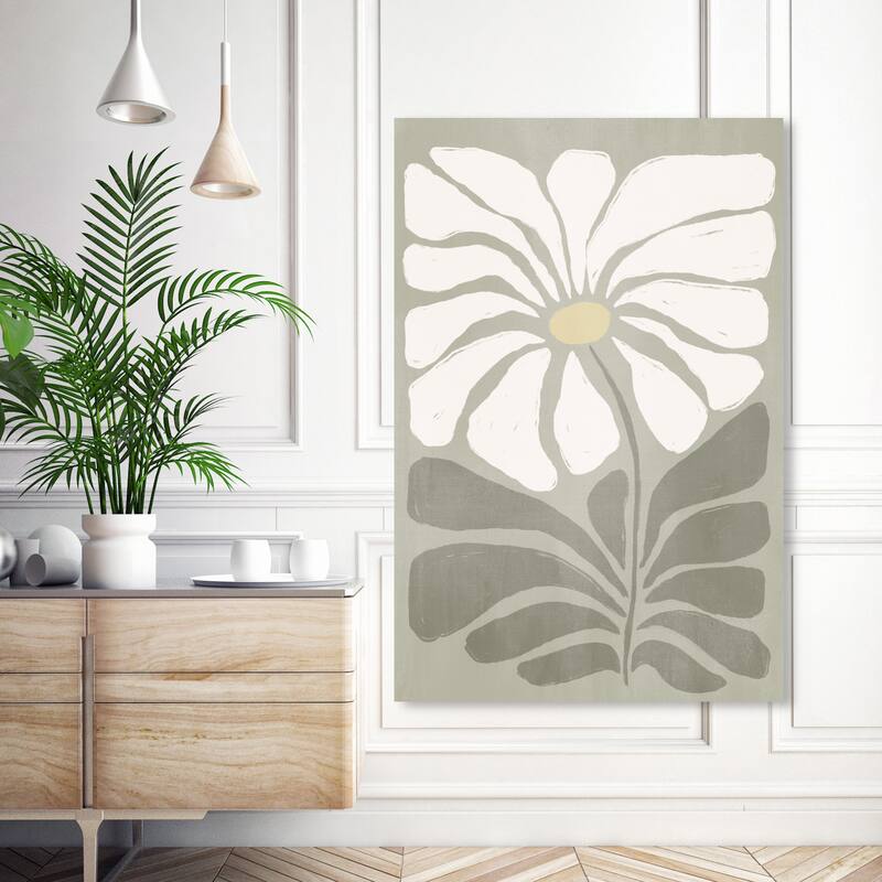 Wynwood Studio Canvas Floral and Botanical Minimalist Floral Cream White and Farmhouse Wall Art Canvas Print - 54 x 36