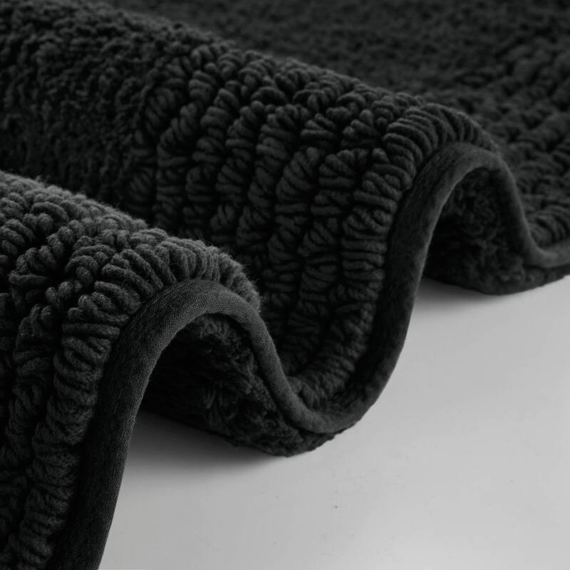 1 PCS 24x44"Tufted 3000 GSM Reversible Bath Rug Black - 4' x 2'