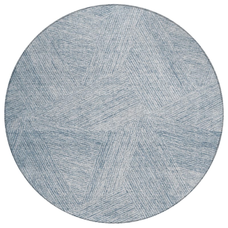Machine Washable Indoor/ Outdoor Solid Geo Chantille Rug