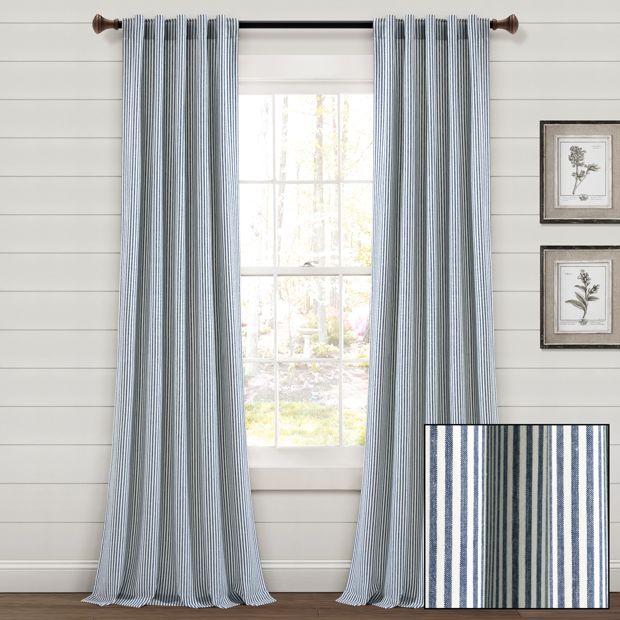 Lush Decor Farmhouse Vintage Stripe Yarn Dyed Cotton Back Tab/Rod Pocket Window Curtain Panels