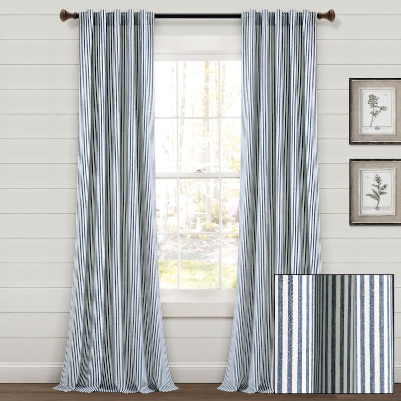 Lush Decor Farmhouse Vintage Stripe Yarn Dyed Cotton Back Tab/Rod Pocket Window Curtain Panels