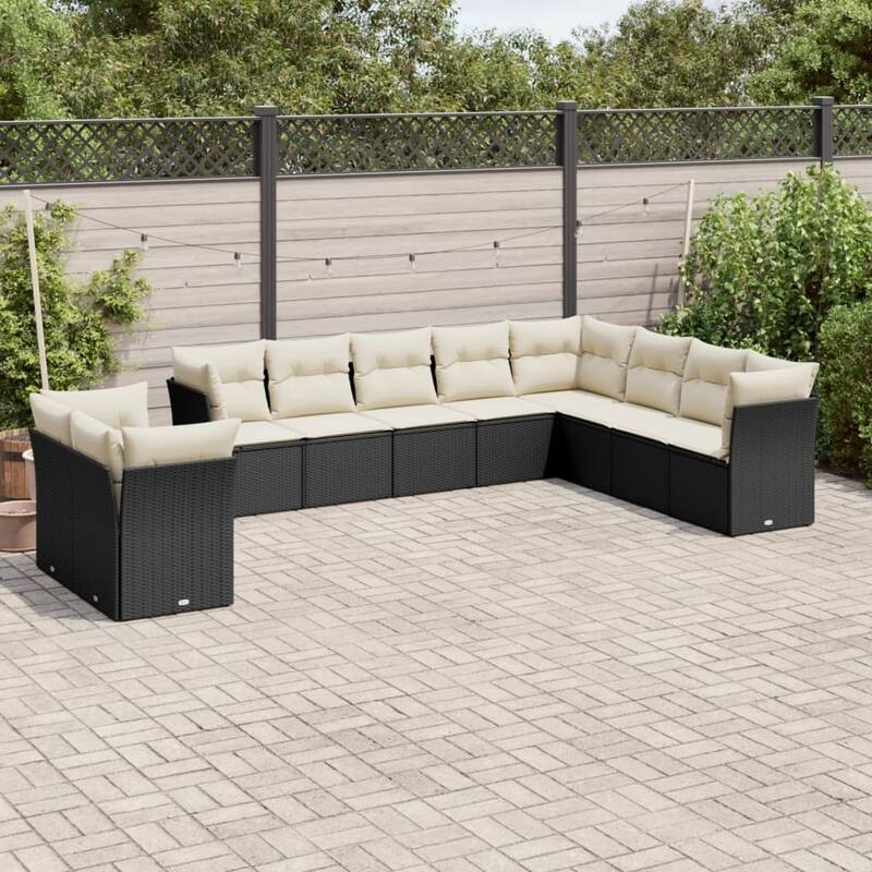 vidaXL Garden Sofa Set Black, Cream White - 24.4 x 24.4 x 27.2