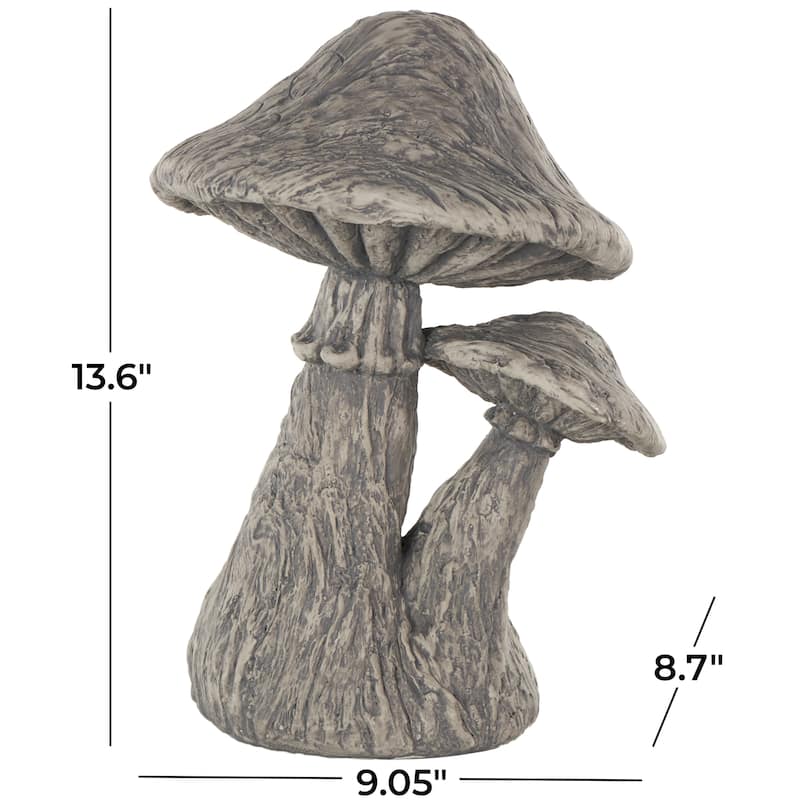 Polystone Mushroom Textured Sculpture - Gray - Roche River Decor - 9"W x 9"L x 14"H
