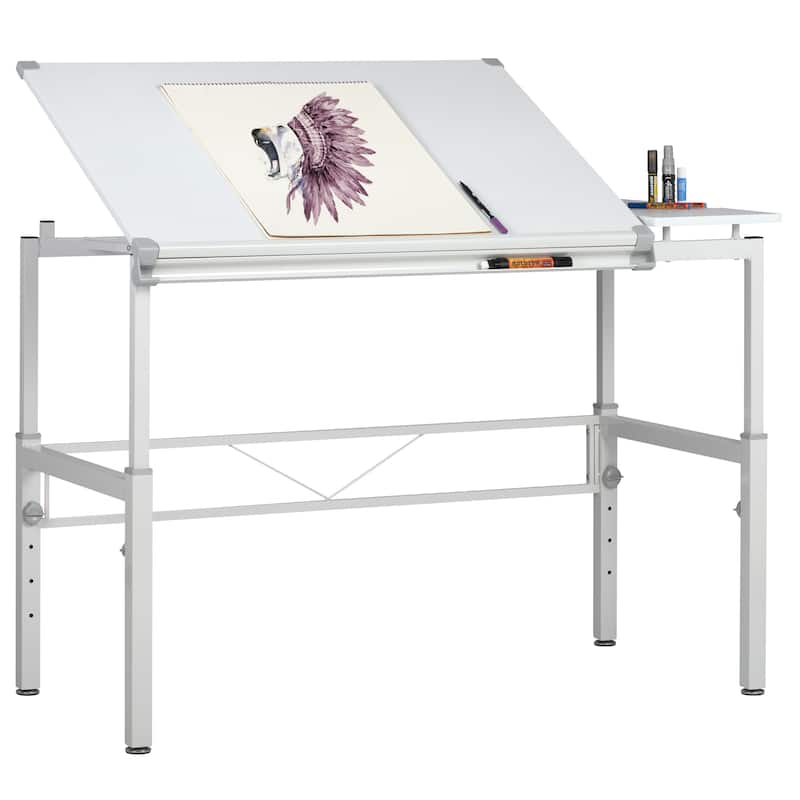 Studio Designs Graphix II White Drafting Drawing Work Station Table with Adjustable Top