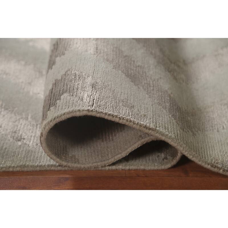 Chevron Style Nepalese Modern Area Rug Hand-Knotted Wool Carpet - 5'11" x 8'9"