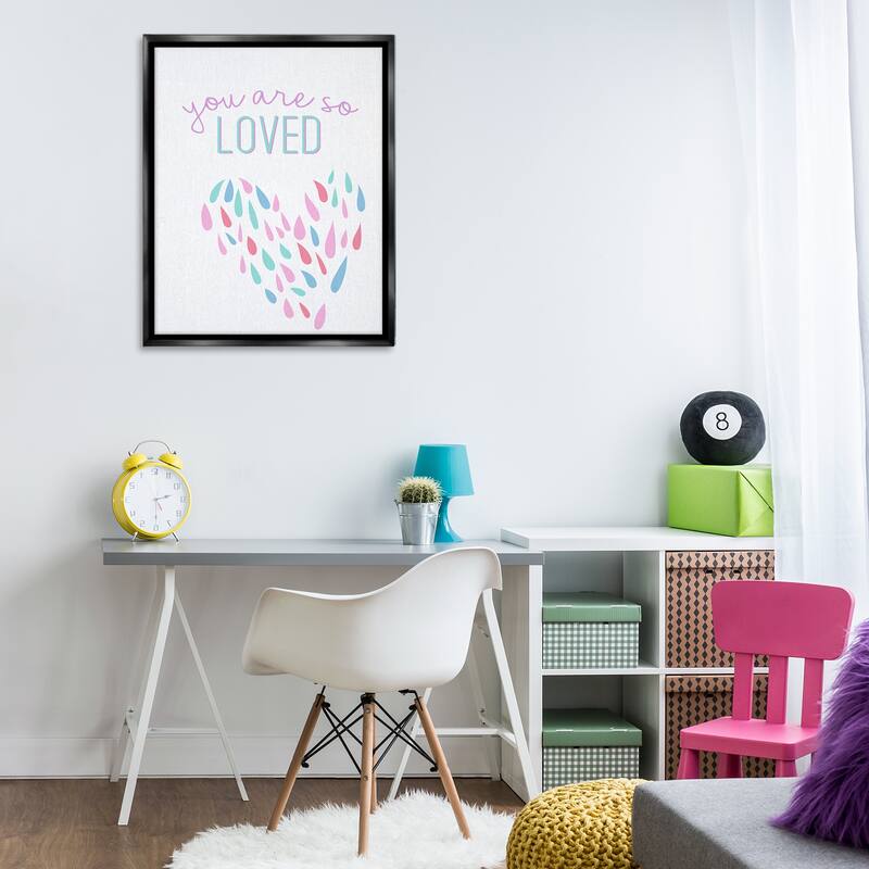 Stupell So Loved Abstract Heart Framed Floater Canvas Wall Art Design By Kim Allen