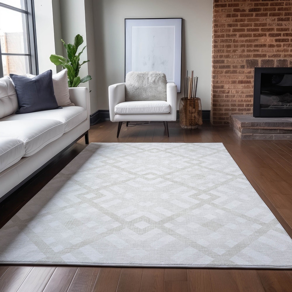 Machine Washable Indoor/ Outdoor Chantille Trellis Modern Rug