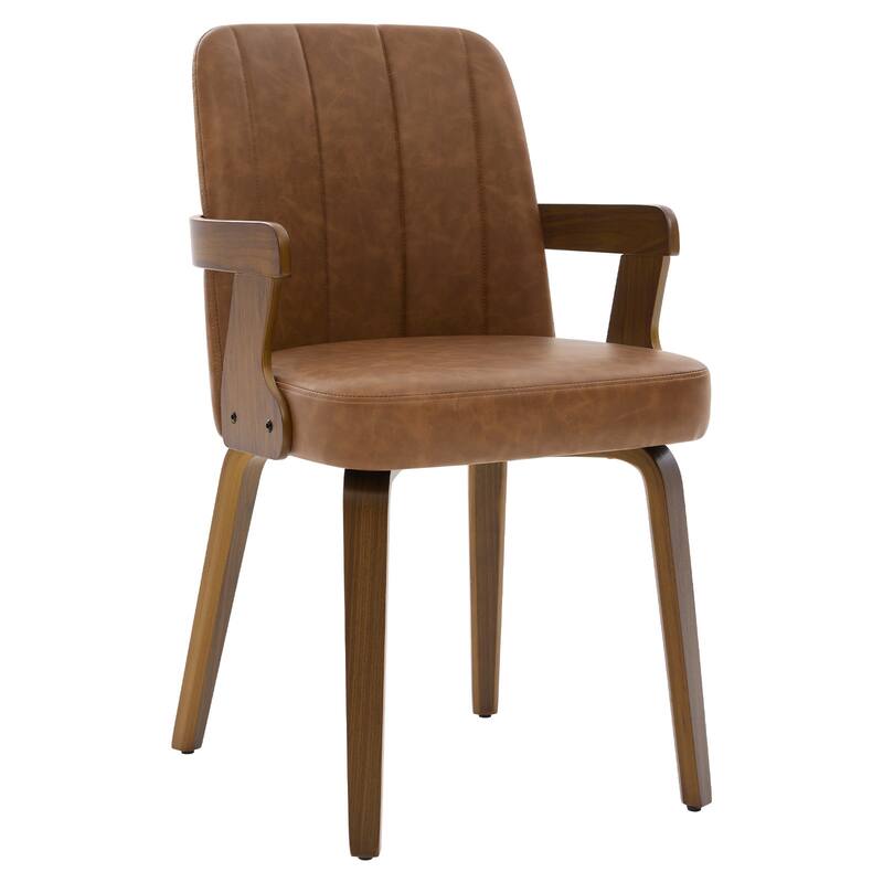 Mid-century Modern Upholstered Dining Chairs Bentwood Side Chairs with Armrests - 34.3"H x 19.9"W x 22.1"D