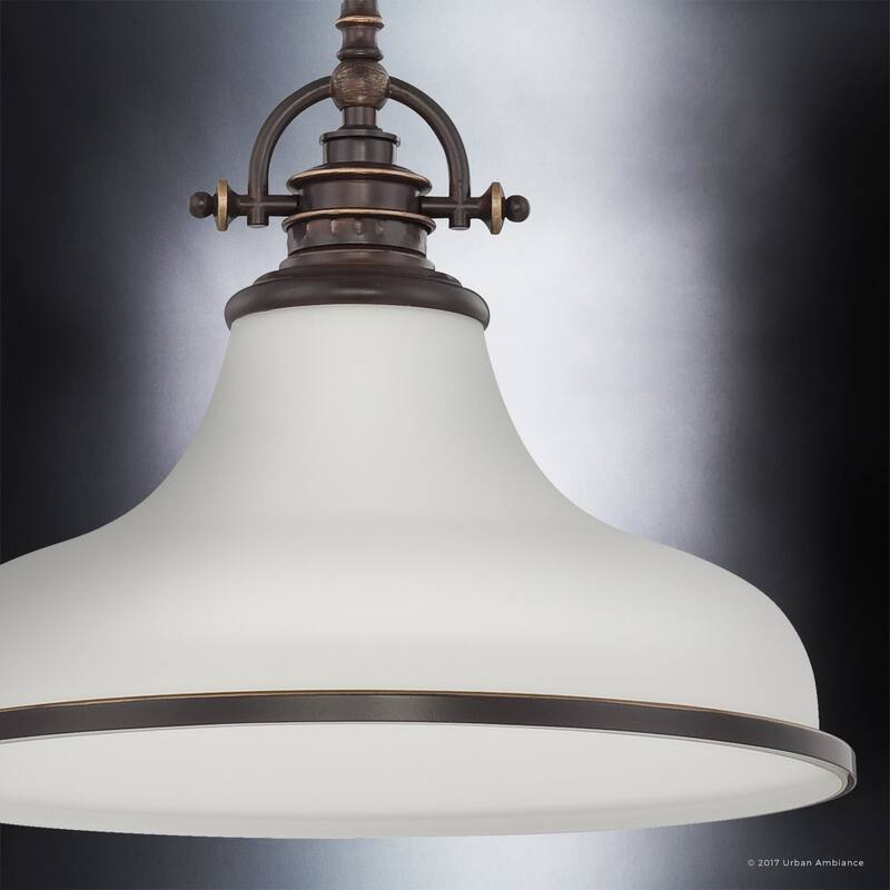 Luxury Industrial Pendant Light, 11.5"H x 13.5"W, with Americana Style, Nostalgic Design, Parisian Bronze Finish