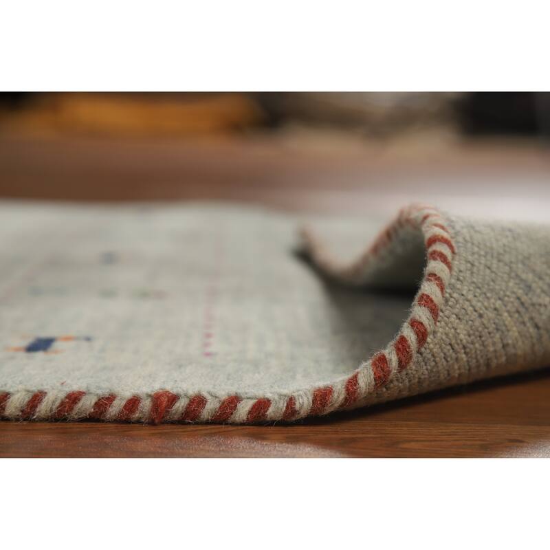 Hand Knotted Oriental 100% Wool Carpet Tribal Animal Pictorial Green Gabbeh Area Rug - 4' 11'' X 3' 0''