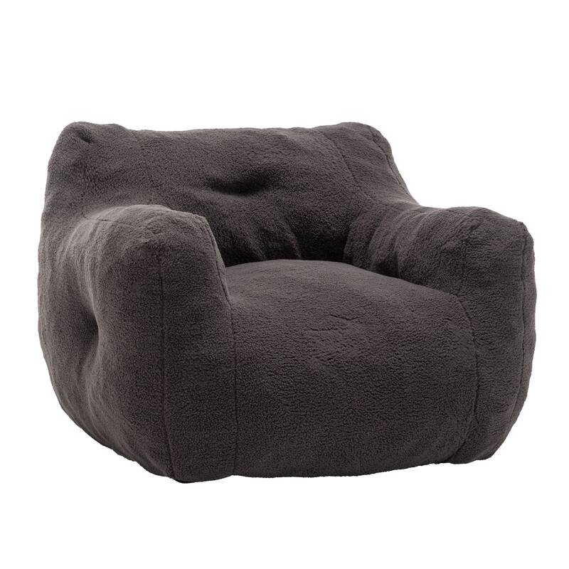 Teddy Fabric Bean Bag Chair, High Density Foam Bean Bag Sofa, Comfy Fluffy Lazy Sofa Chair Living Room, Bedroom