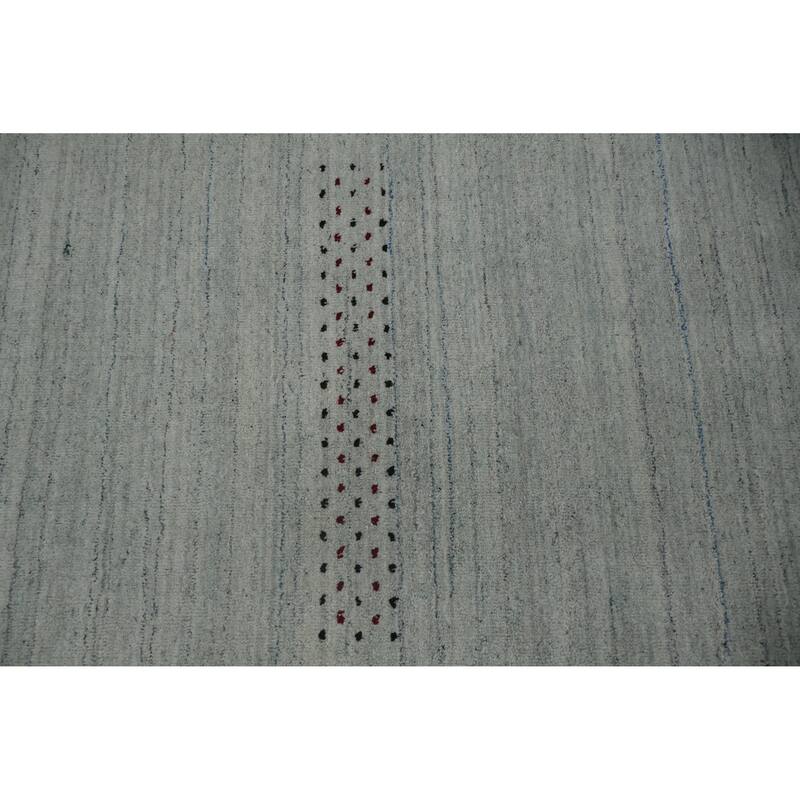 Hand Knotted Oriental 100% Wool Carpet Tribal Animal Pictorial Navy Blue & Blues Gabbeh Runner Rug - 9' 7'' X 2' 4''
