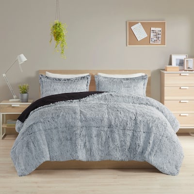 Intelligent Design Leena Shaggy Long Fur Comforter Mini Set