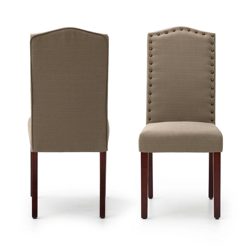 Glitzhome Modern High Back Linen Upholstered Dining Chairs with Adjustable Footpads