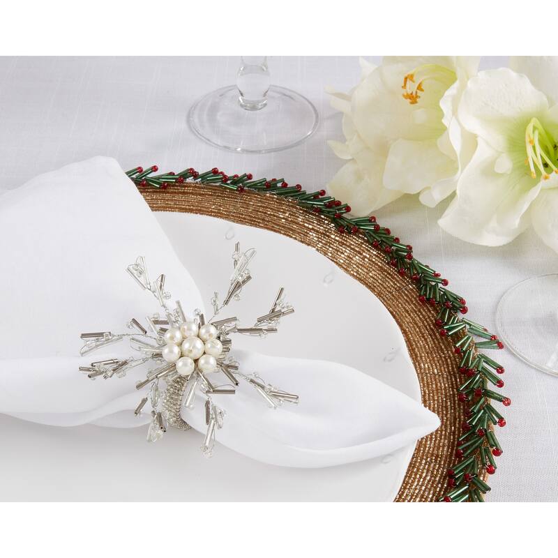 Whimsical Wonder Beaded Napkin Ring (Set of 4) - Silver