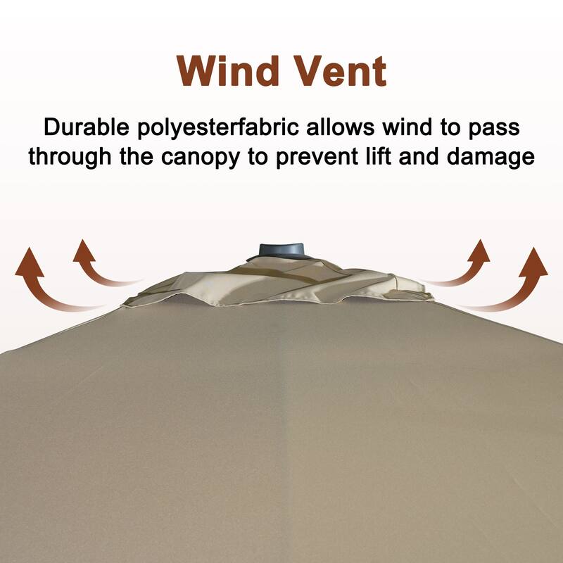 10FT Patio Square Cantilever Market Umbrella with Bluetooth Lights