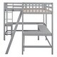 preview thumbnail 14 of 13, Twin Size Wood L-Shaped Loft Bed With Ladder And 2 Built-in L-Shaped Desks,Sturdy Frame