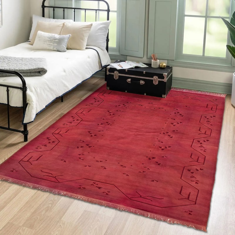 ECARPETGALLERY Hand-knotted Color Transition Magenta Wool Rug - 6'8 x 10'0