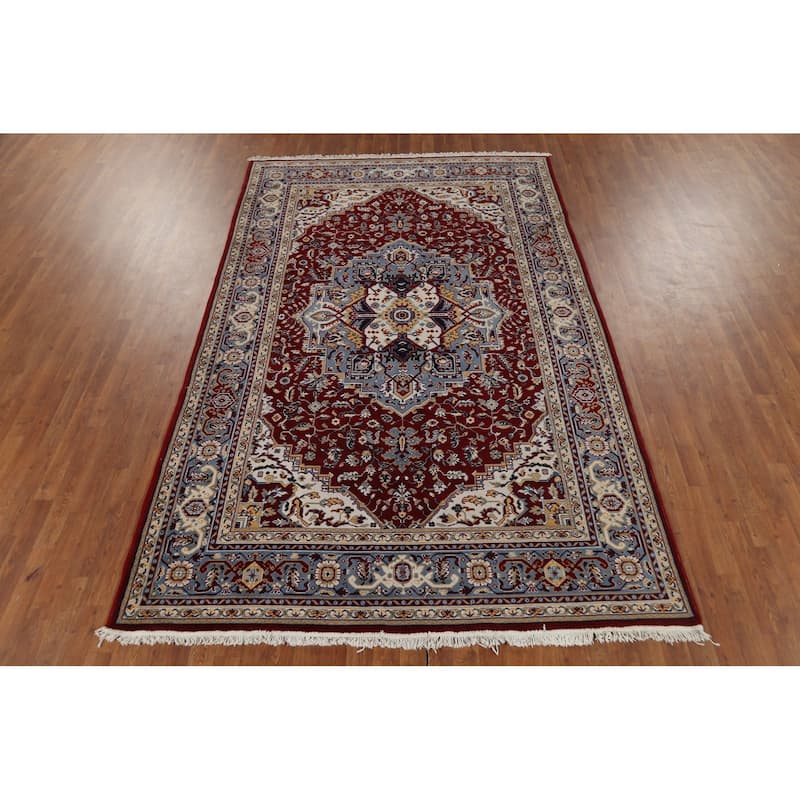 Geometric Red Tabriz Turkish Area Rug Machine Made Carpet - 6'4" x 9'10"